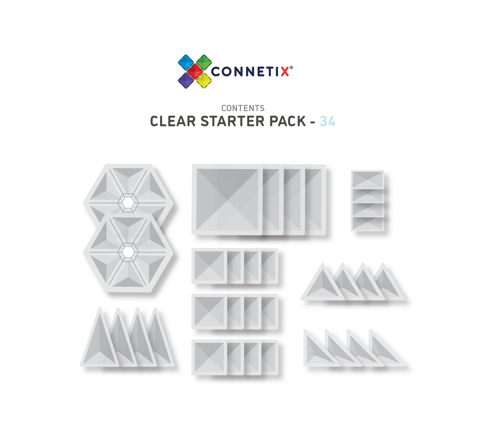 Connetix 34 Piece Clear Pack Set