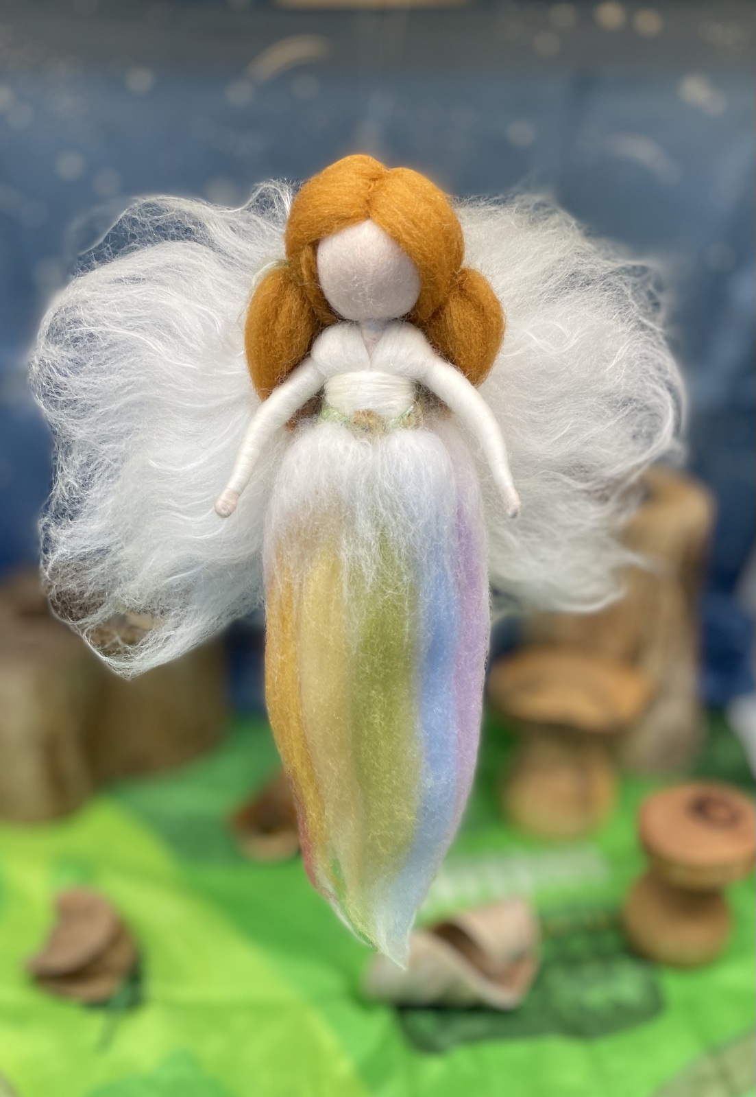 Rainbow Needle Felted Fairy | Auburn Hair