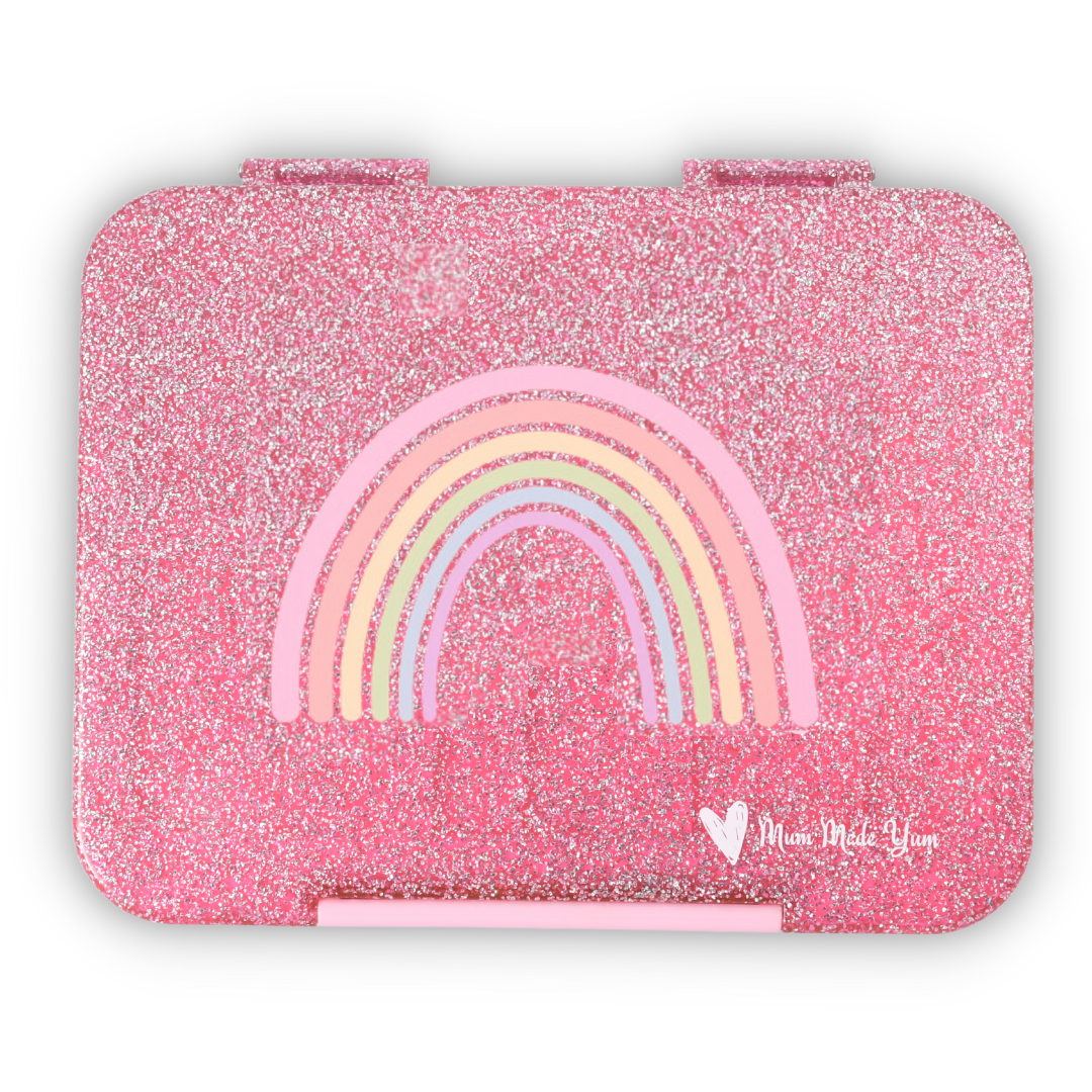 Bento Medium Lunchbox | Sparkle Pink Rainbow 
