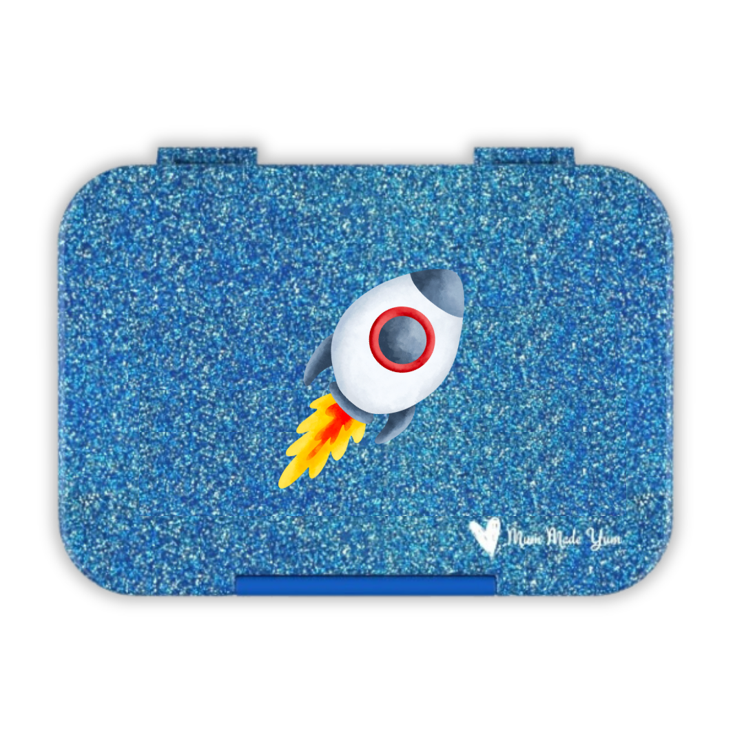 Bento Medium Lunchbox | Sparkle Blue Rocket
