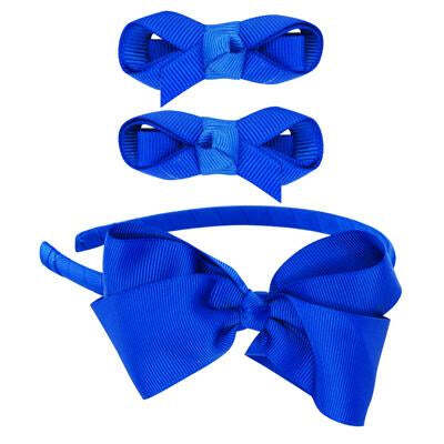 School Bow Hair Accessories Set | Blue