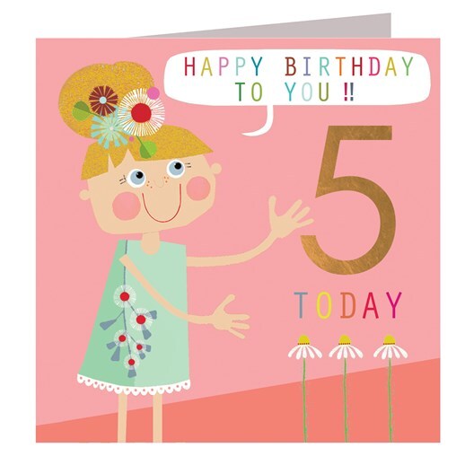 Happy Birthday Flower Girl Card | Age 5 