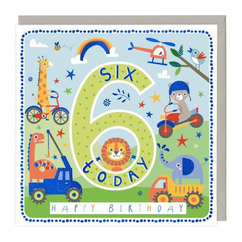 Whistlefish Happy Birthday Card Age 6 | Boy