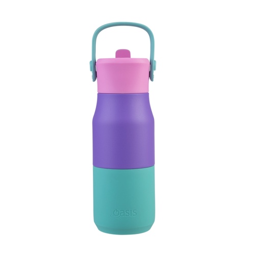 Oasis Jnr 400ml Insulated Bottle Sipper Straw | Mermaid Purple