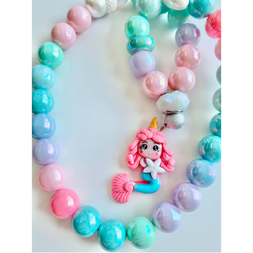 Red Bobble Pink Mermaid Necklace