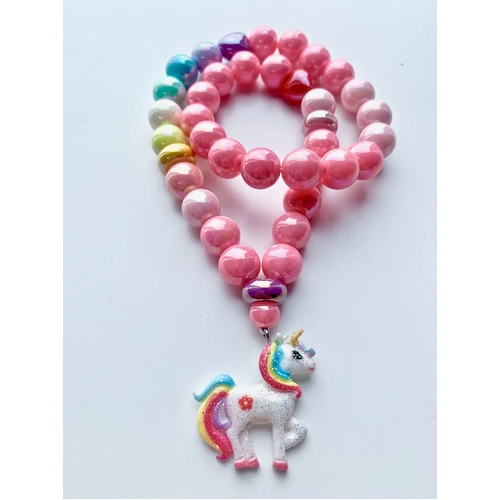 Red Bobble Glitter Unicorn Necklace
