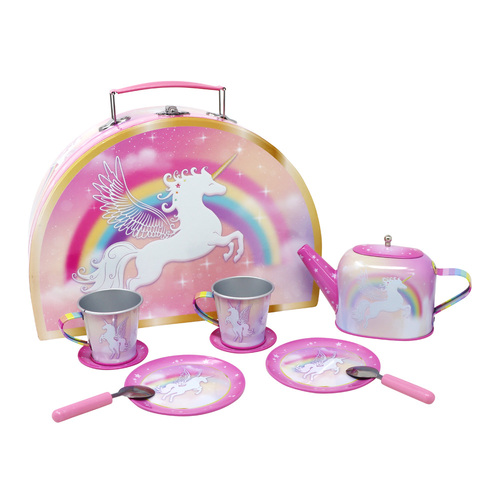 Unicorn Dreamer 10 Piece Tin Tea Set in Carry Case