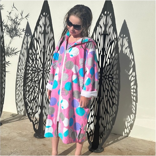 Back Beach Coral Splash Hooded Beach Gown