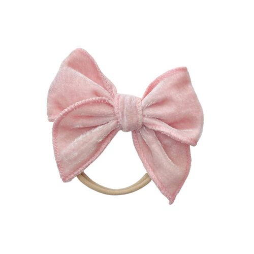 Mini & Me Velvet Fable Bow Headband Baby | Pink