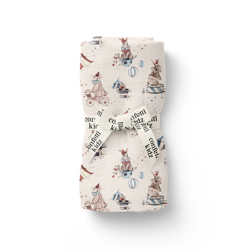 Confetti Kidz Organic Muslin Wrap | Circus Bunnies 