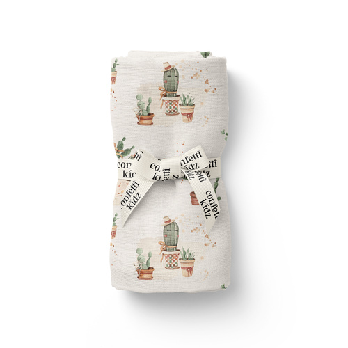 Confetti Kidz Organic Muslin Wrap | Happy Cactus 
