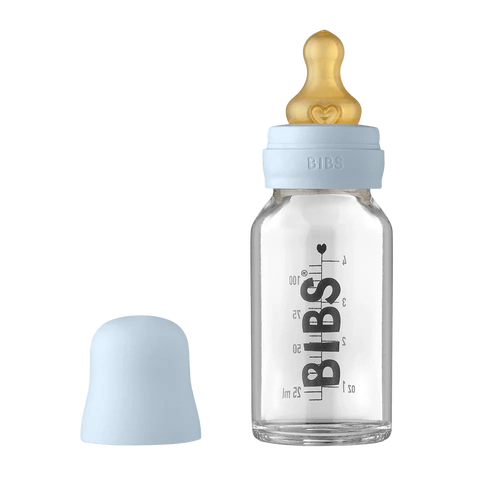 BIBS 110ml Glass Bottle Set | Baby Blue