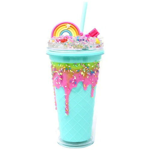 Pink Poppy Candy Drinking Cup - Aqua