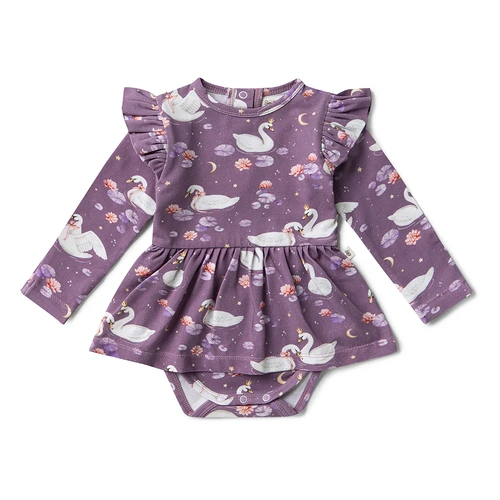 Midnight Swan Long Sleeve Organic Dress