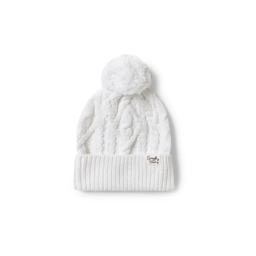 White Organic Knit Beanie