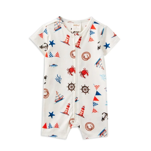Milky Seaside Zip Romper