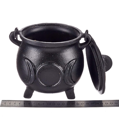 Mini Potion Triple Moon Cauldron with Lid | Black