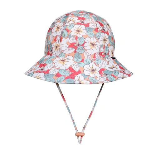 Bedheads Girls Ponytail Swim Bucket Hat | Hibiscus