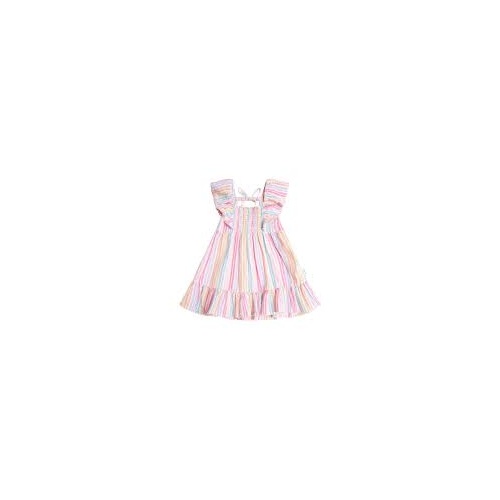Huxbaby Rainbow Stripe Shirred Frill Dress
