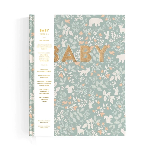 Fox & Fallow Baby Book | Forest Friends Sage Keepsake Journal