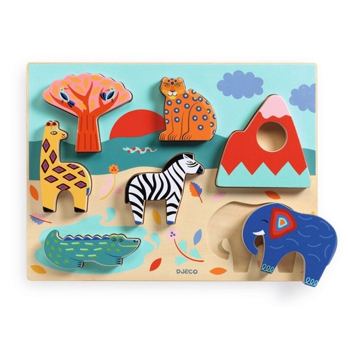 Djeco 7 Piece Savannah Story Wooden Puzzle