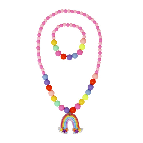 Rainbow Cloud Necklace & Bracelet Set