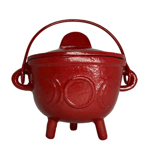 Medium Potion Triple Moon Cauldron with Lid | Red