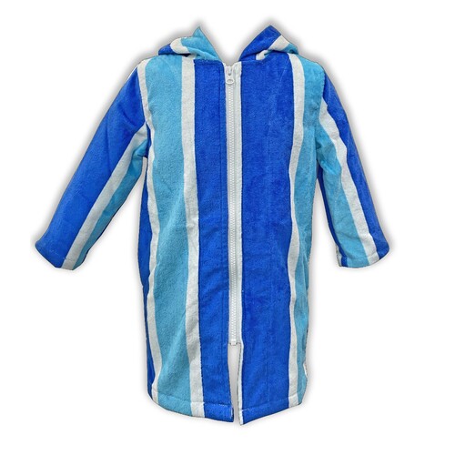 Back Beach Blue Stripe Hooded Beach Gown 