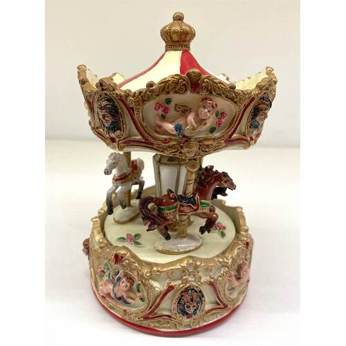 Merry Go Round Carousel with Canopy | Gold and Red