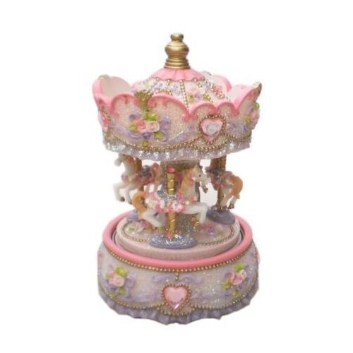 Musical Horse Carousel With Canopy | Pink Roses 