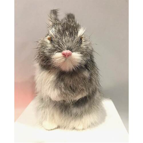 Small Grey Realistic Bunny Figurine